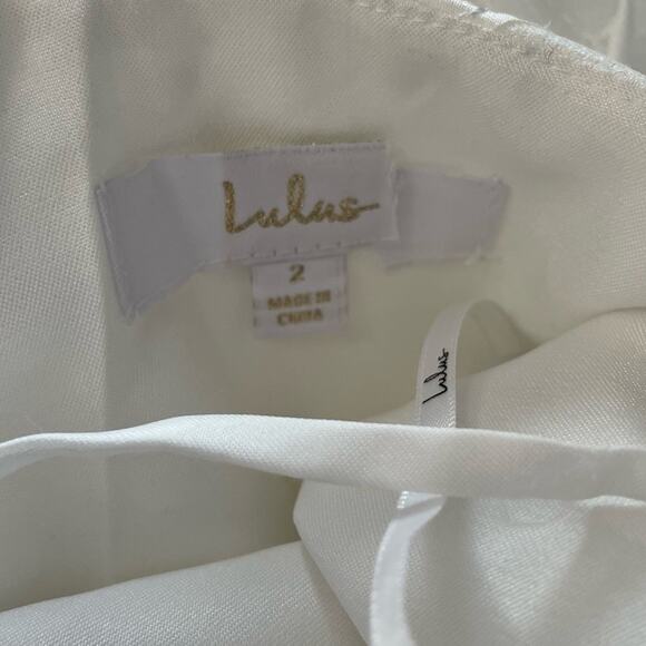 Lulus Enchanting Eternity Ivory Pearl Lace-Up Backless Maxi Dress Women’s Sz 2 - Picture 8 of 12